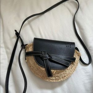 Loewe Mini Gate Woven Wicker Shoulder Bag